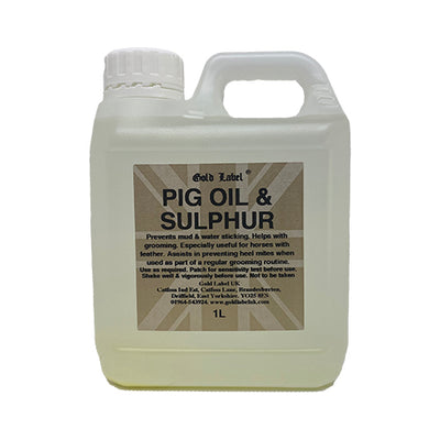 Container of Pig Oil & Sulphur with label on a white background