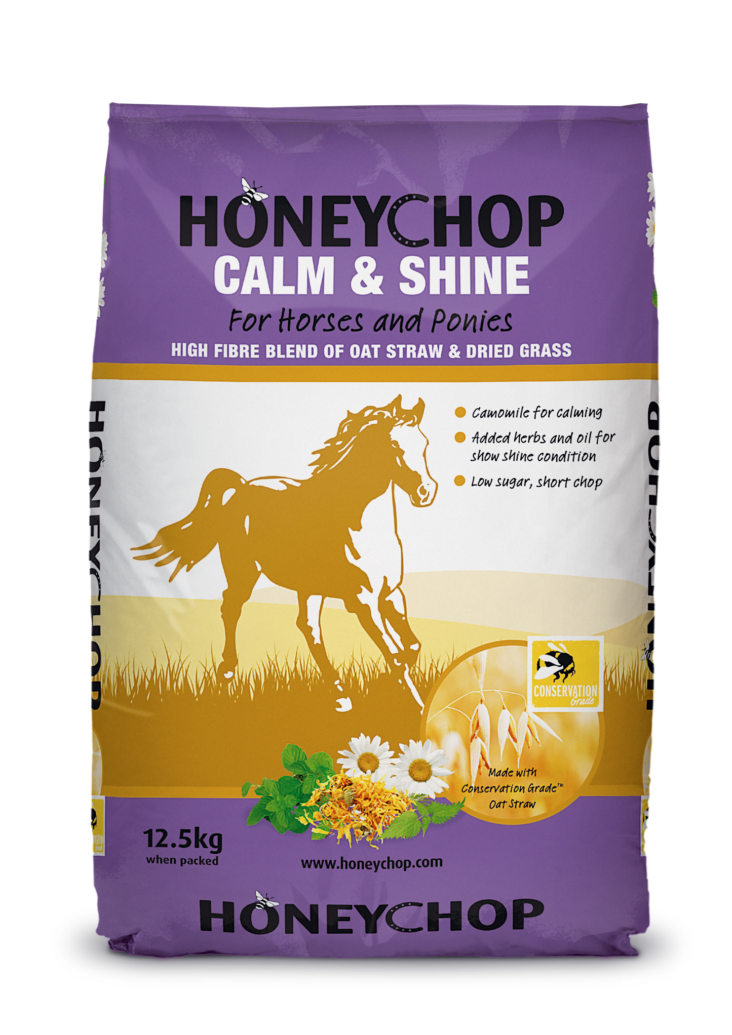 Honeychop Calm & Shine horse feed bag on a white background
