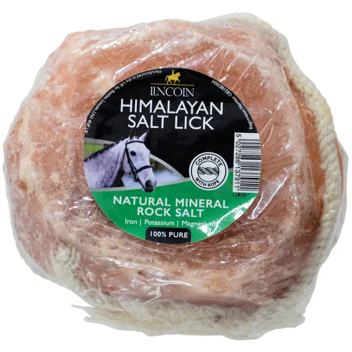 Himalayan salt lick with Lincoln label on a white background