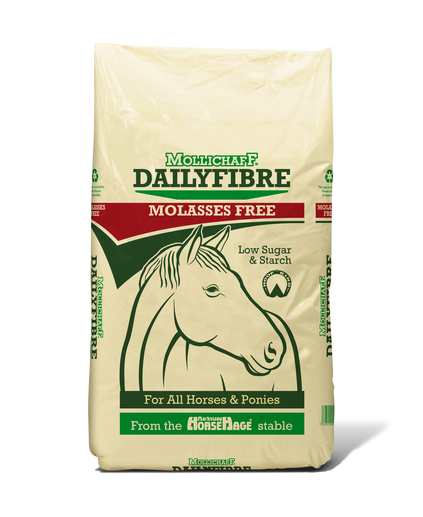 Bag of Molliechaff DailyFibre for horses on a white background