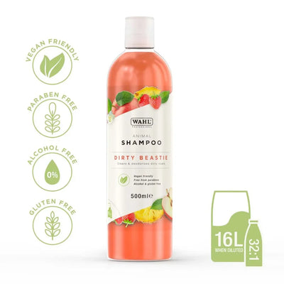 Bottle of Wahl Dirty Beastie Shampoo for horses – heavy-duty mud and dirt removal