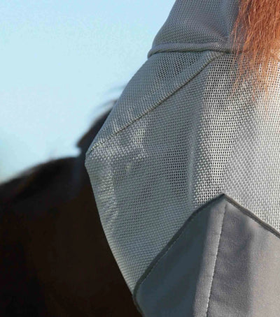 Close-up of a gray mesh fabric with a blurred background