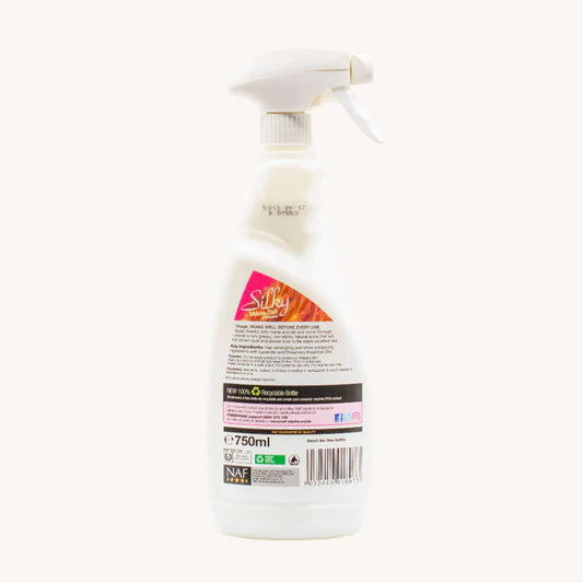 NAF Silky Mane & Tail D-Tangler spray rear of bottle