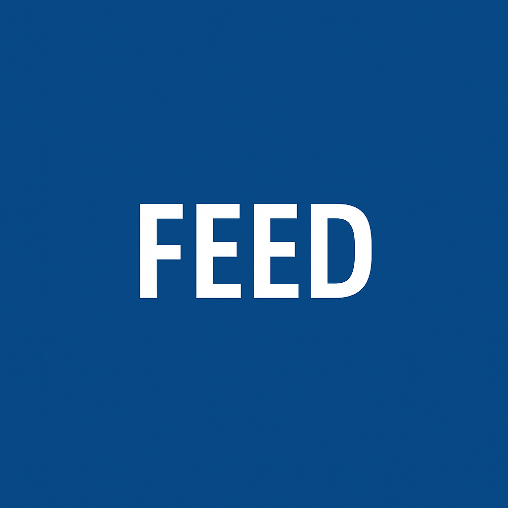 Horse feed collection banner with the word Feed on blue background