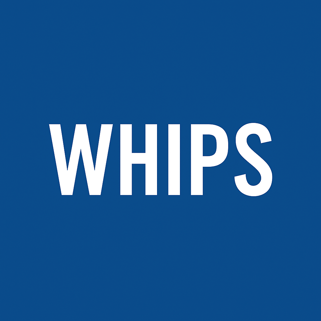 WHIPS category header text on blue background for equestrian store.