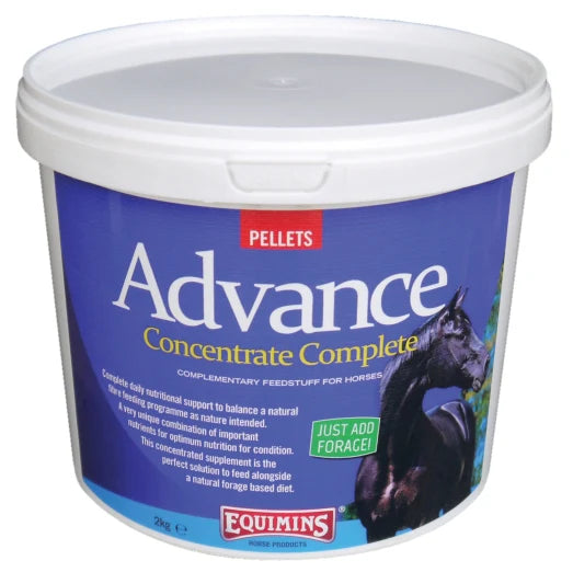 Equimins Advance Concentrate Complete Pellets horse supplement tub