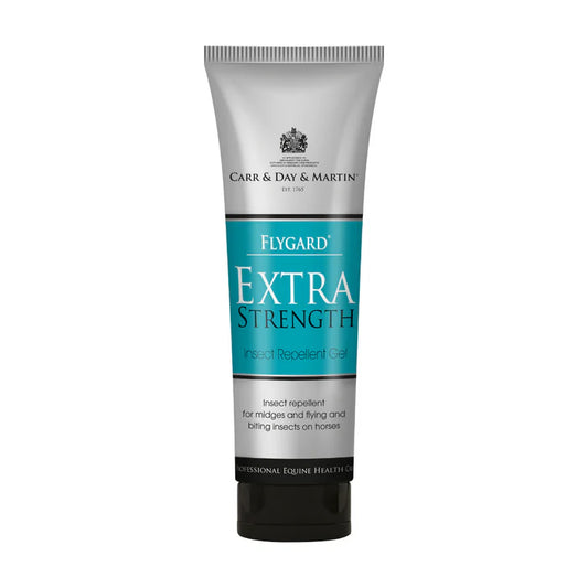 Tube of Flygard Extra Strength insect repellent gel on a white background