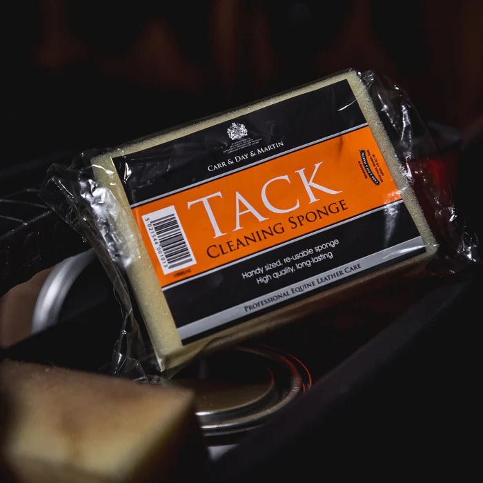 Carr & Day & Martin tack cleaning sponge packaging on a dark background