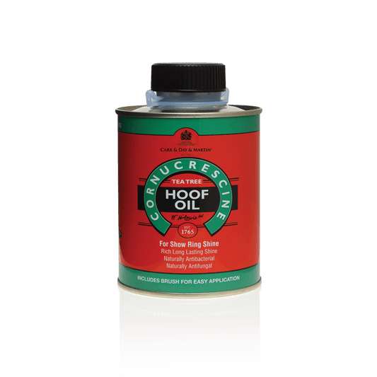 Cornucrescine Hoof Oil can with red label on a white background