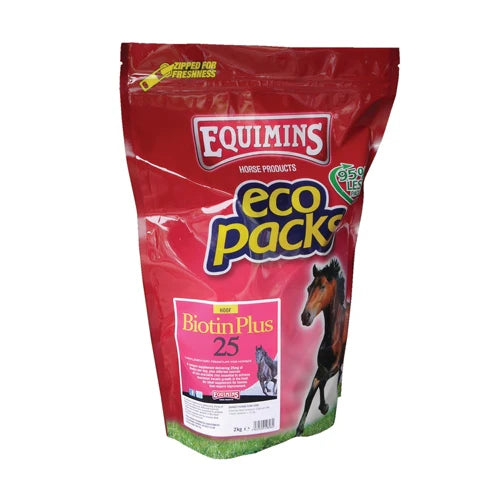 Hoof growth supplement Equimins Biotin 25 packaging