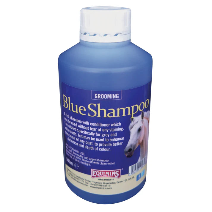 Equimins Blue Shampoo for Grey Horses 500 ml bottle