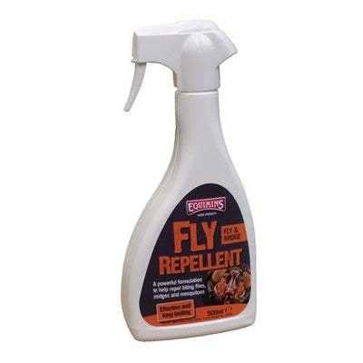 Equimins Fly Repellent spray bottle on a white background