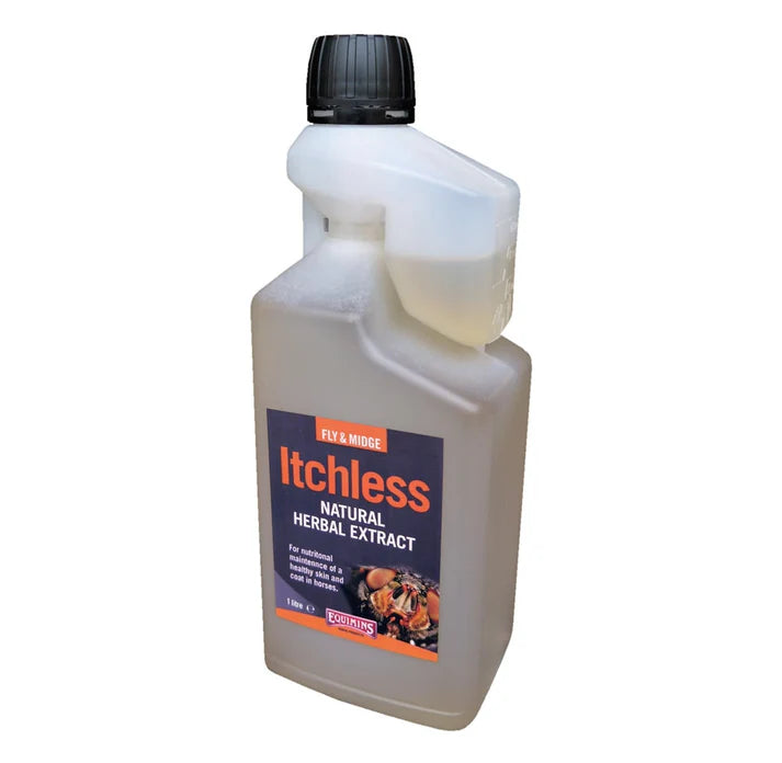 Bottle of Itchless natural herbal extract on a white background