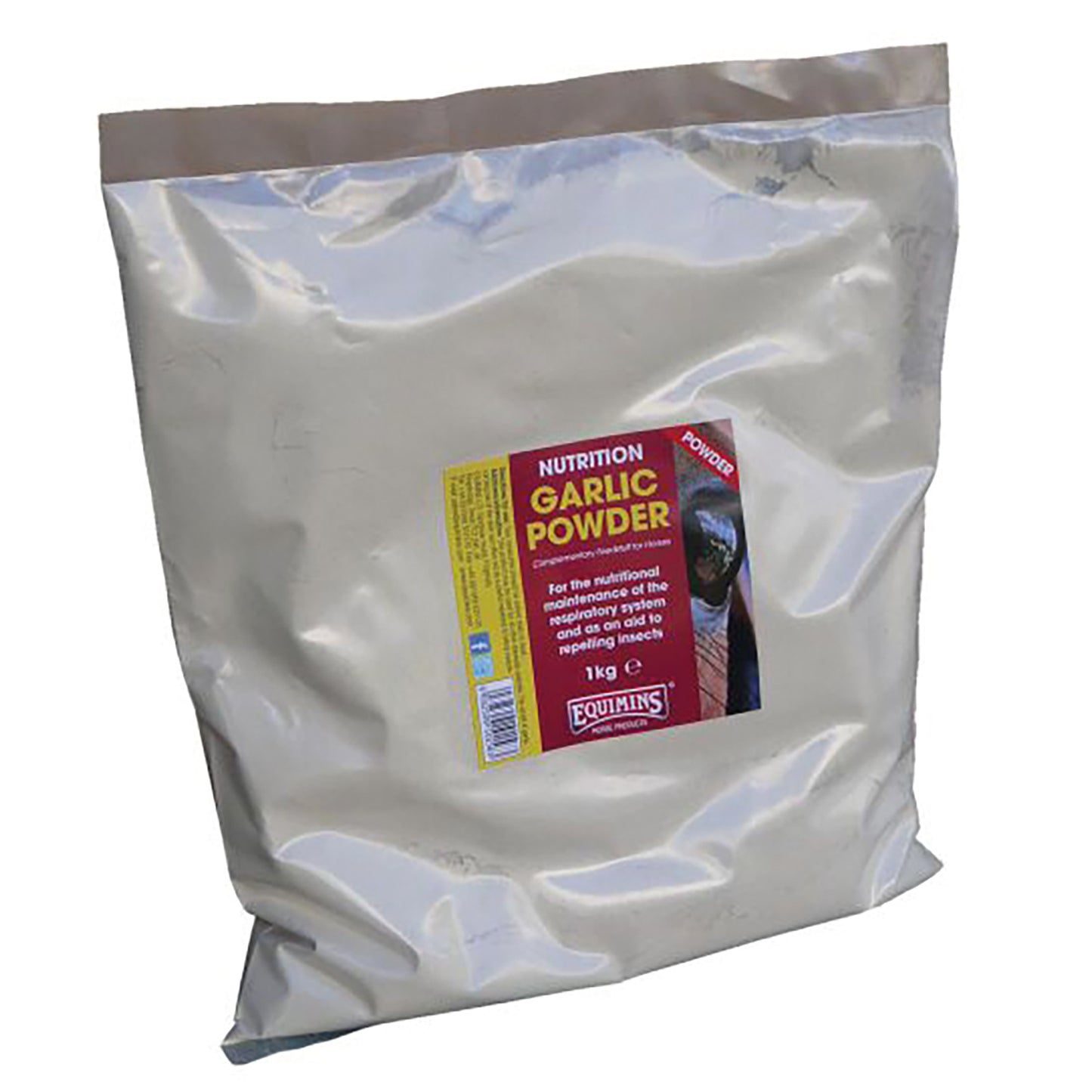 Pure dried garlic powder feed supplement for equines