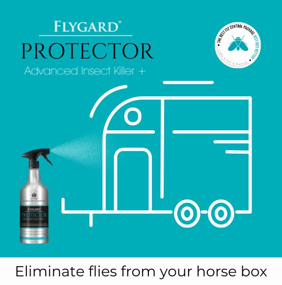 CDM Flygard Protector graphic showing use in horsebox