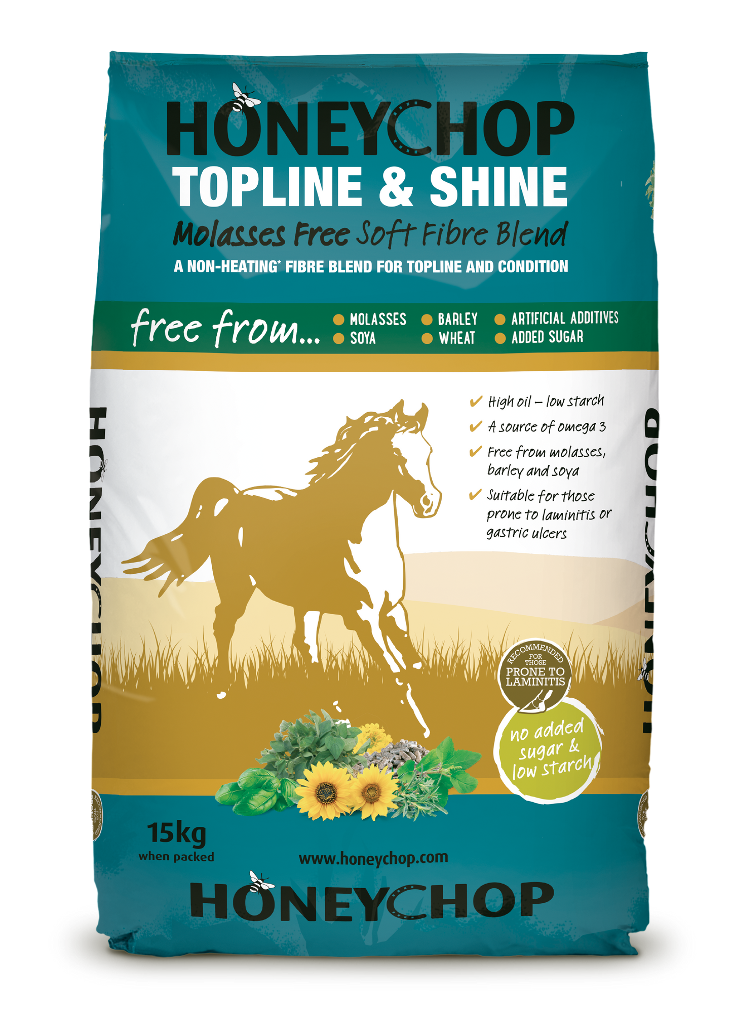 High-fibre conditioning horse feed Honeychop Topline & Shine