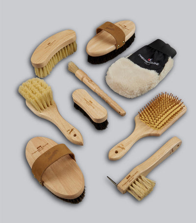 Premier Equine Heritage Grooming Kit 9 piece wooden brush set