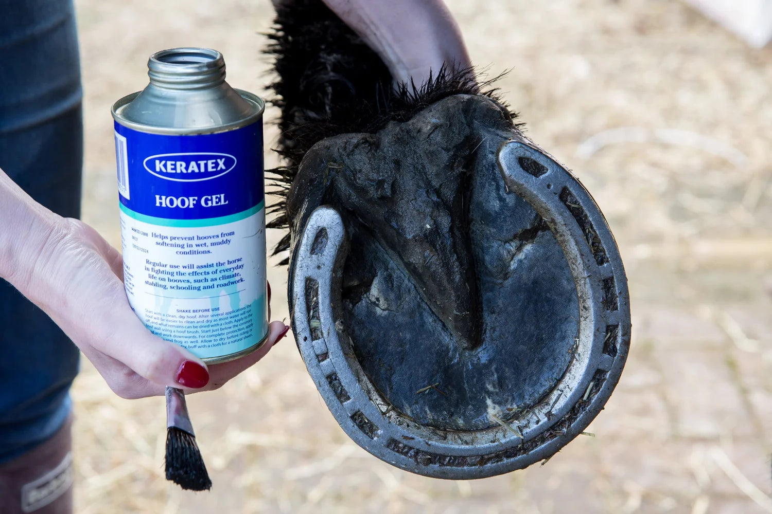 Horse hoof treated with Keratex Hoof Gel