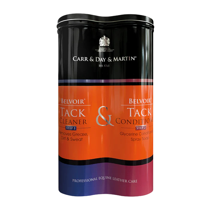 Carr & Day & Martin Belvoir Leather Duo Tin with Step 1 cleaner and Step 2 conditioner sprays