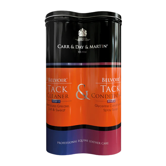 Carr & Day & Martin Belvoir Leather Duo Tin with Step 1 cleaner and Step 2 conditioner sprays