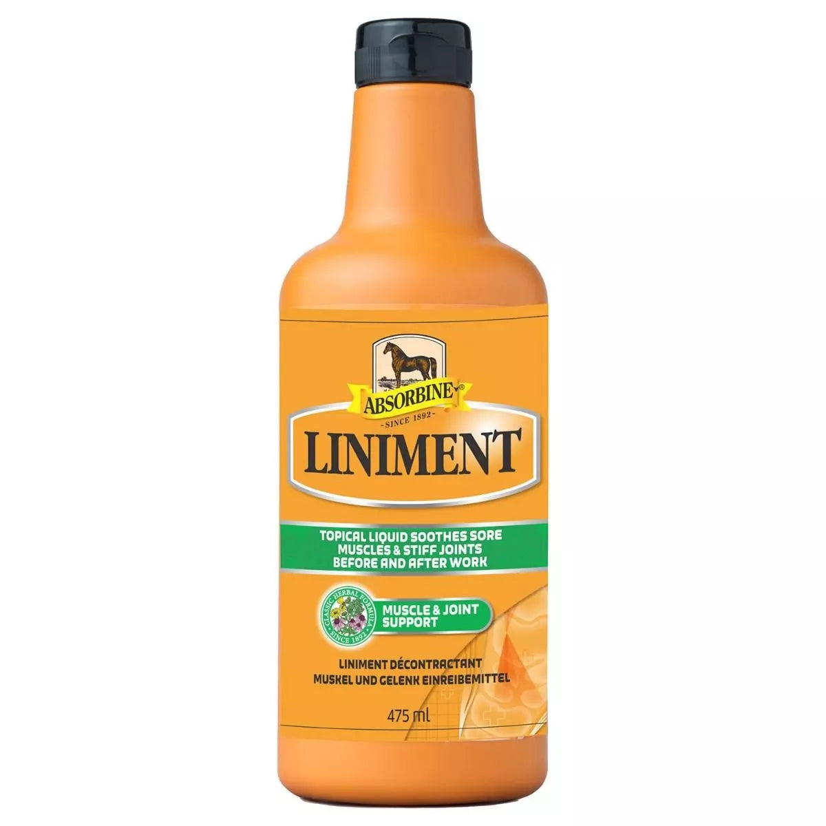 Absorbine Liniment 475ml bottle on a white background