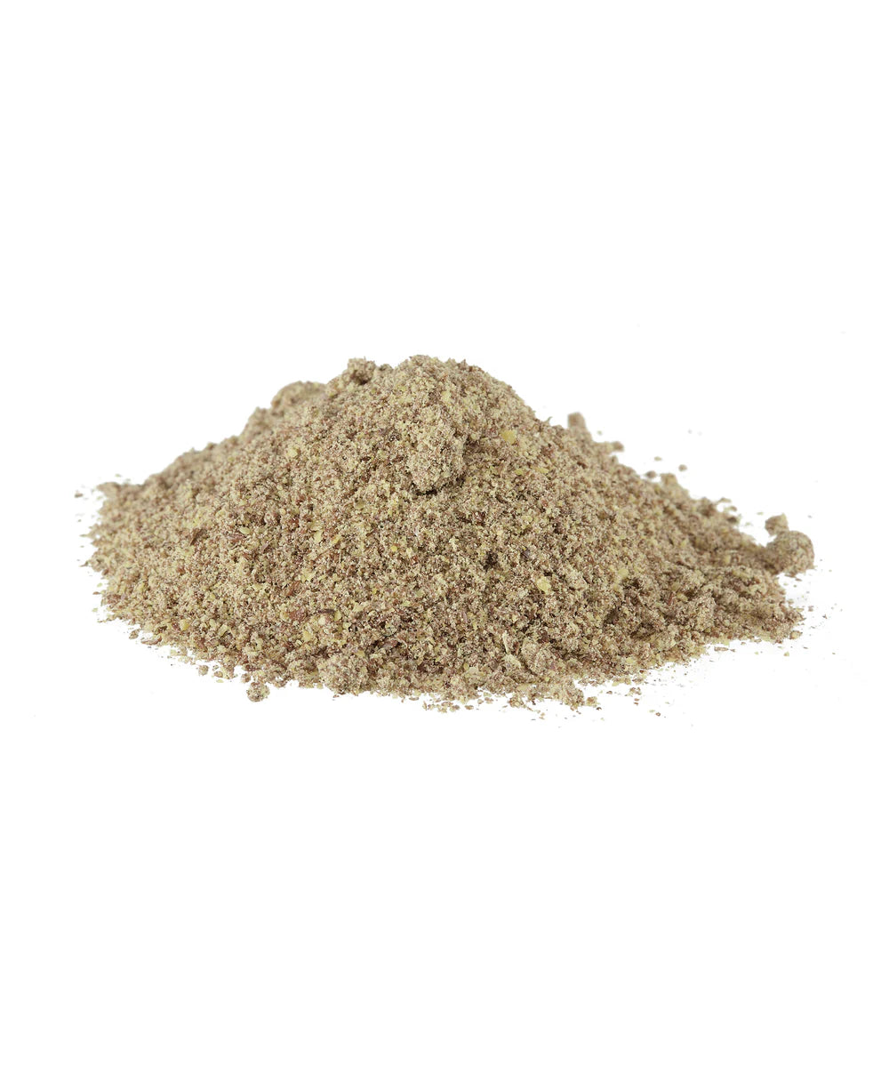 Micronised linseed meal supplement powder for horses