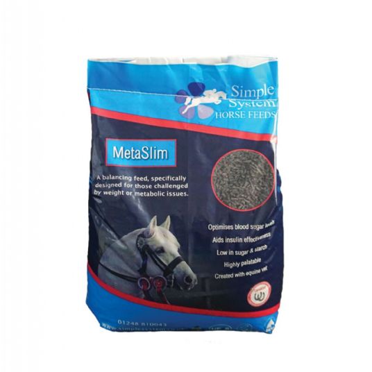 Bag of Simple Systems MetaSlim horse feed on a white background