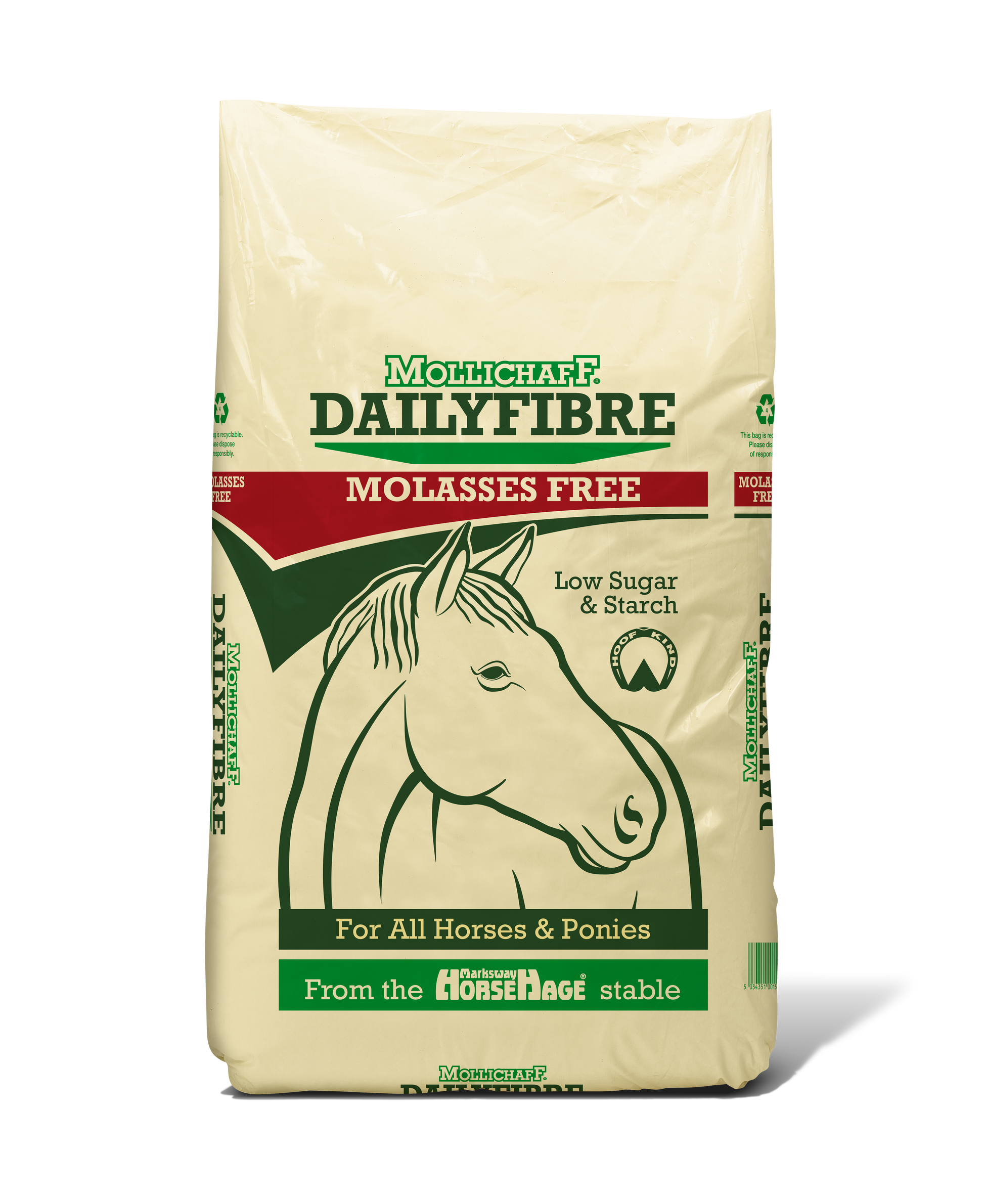 Bag of Molliechaff DailyFibre for horses on a white background