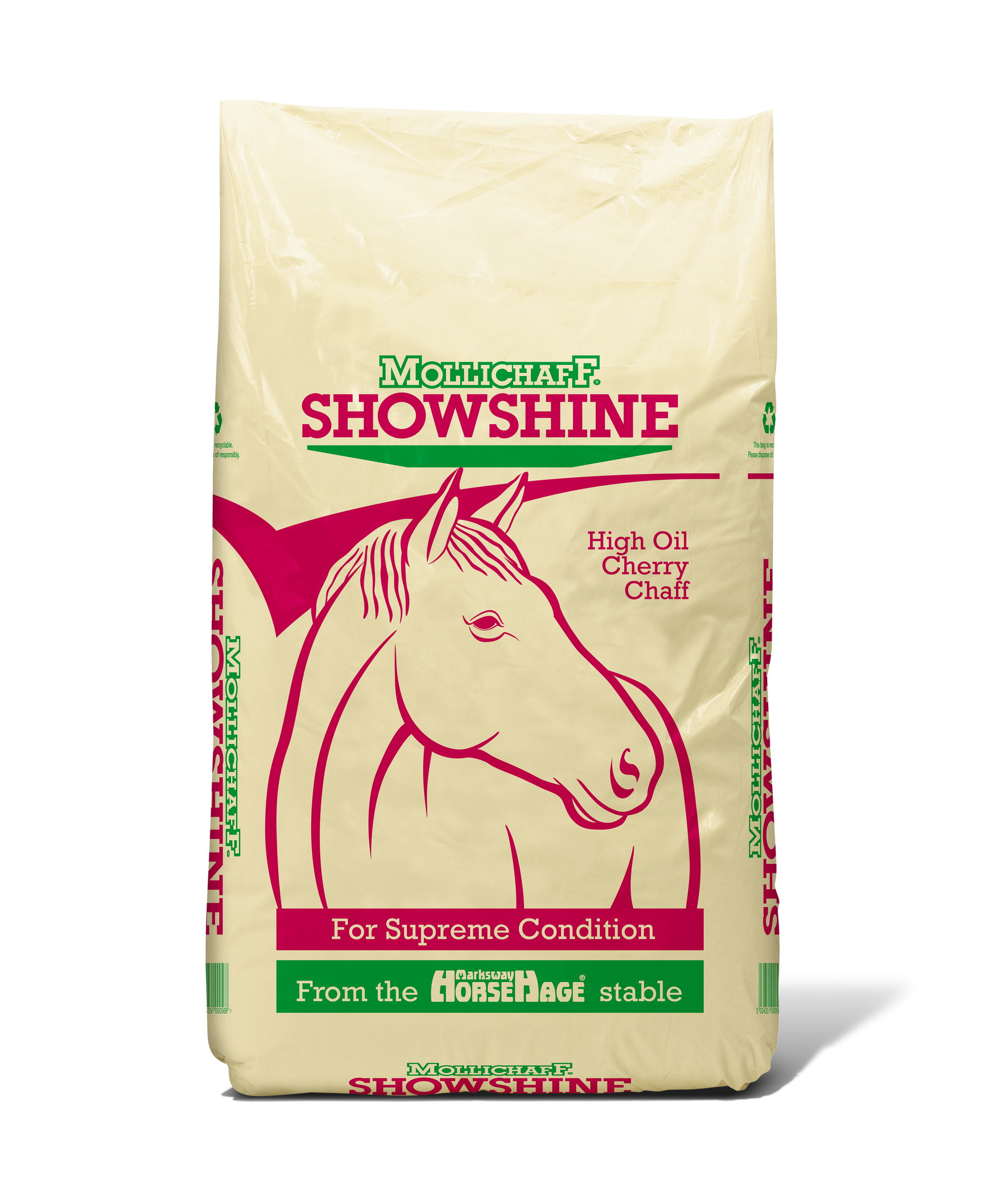 Mollichaff ShowShine cherry flavoured high-oil chaff for horses