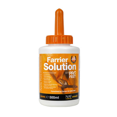 NAF Farrier Solution hoof dressing bottle with brush