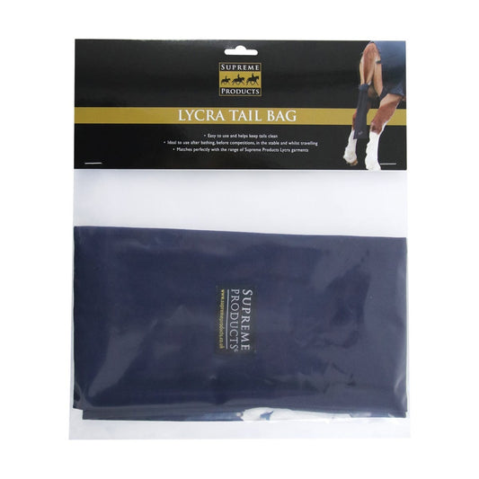 Supreme Products Lycra Tail Bag packaging with a horse image on a white background