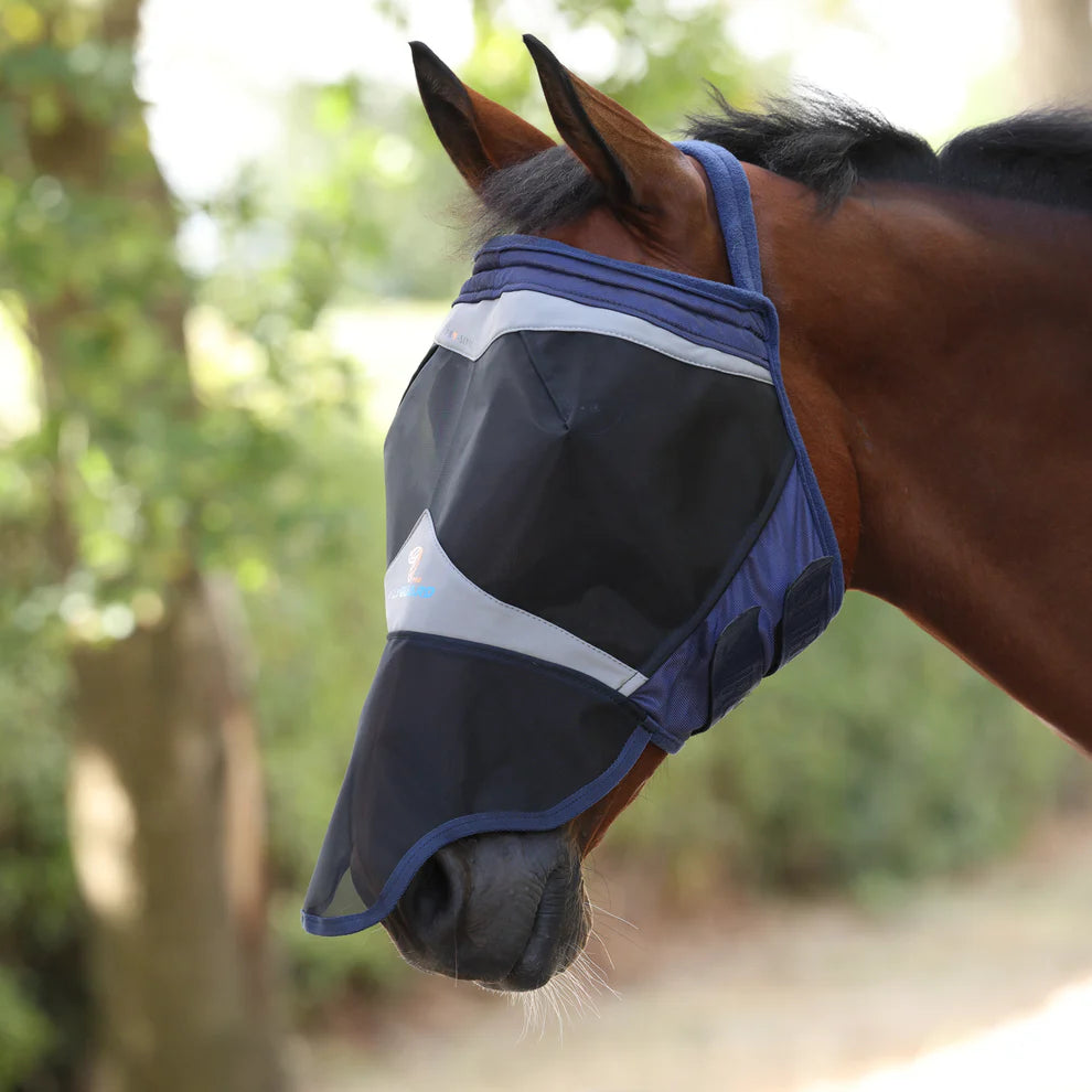 FlyGuard Pro Fine Mesh Earless Fly Mask With Nose Navy