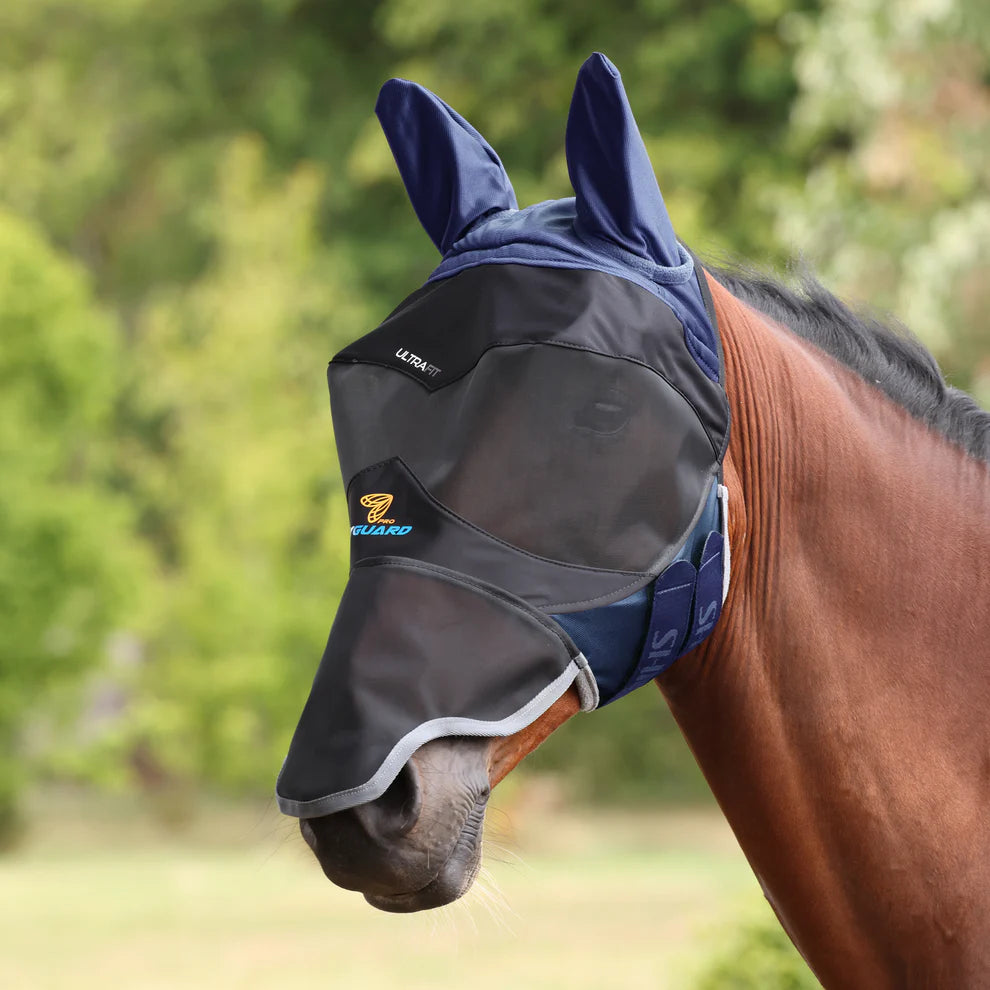 FlyGuard Pro Deluxe Fly Mask With Ears & Nose Navy