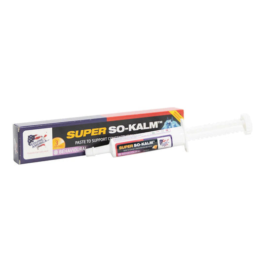 A syringe of Super So-Kalm paste shown next to its retail box on a plain white background.