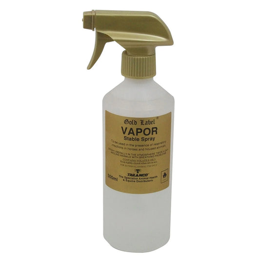Gold Label Vapor Stable Spray bottle with gold nozzle on a white background