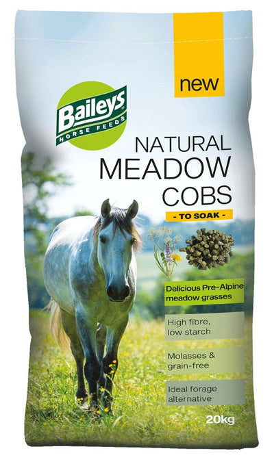 Baileys Natural Meadow Cobs 20kg high fibre horse feed bag