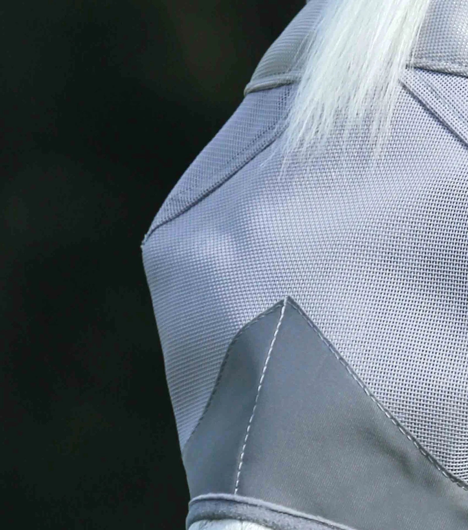 Close up of the mesh part of a fly mask