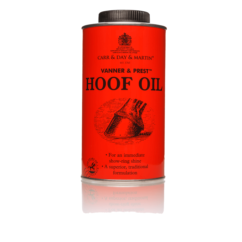 Close-up of Vanner Prest Hoof Oil packaging