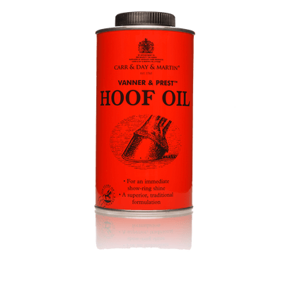 Close-up of Vanner Prest Hoof Oil packaging