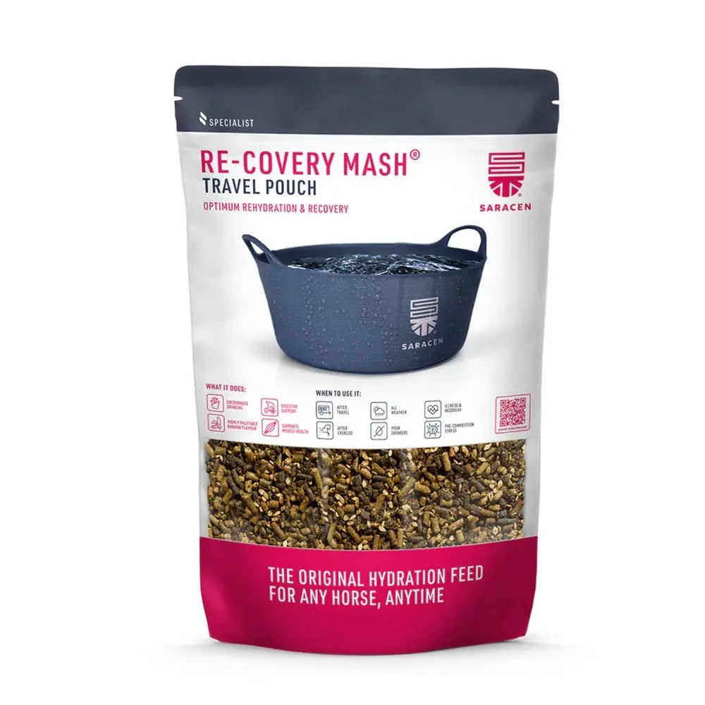 Re-Covery Mash travel pouch packaging with a blue container on a white background