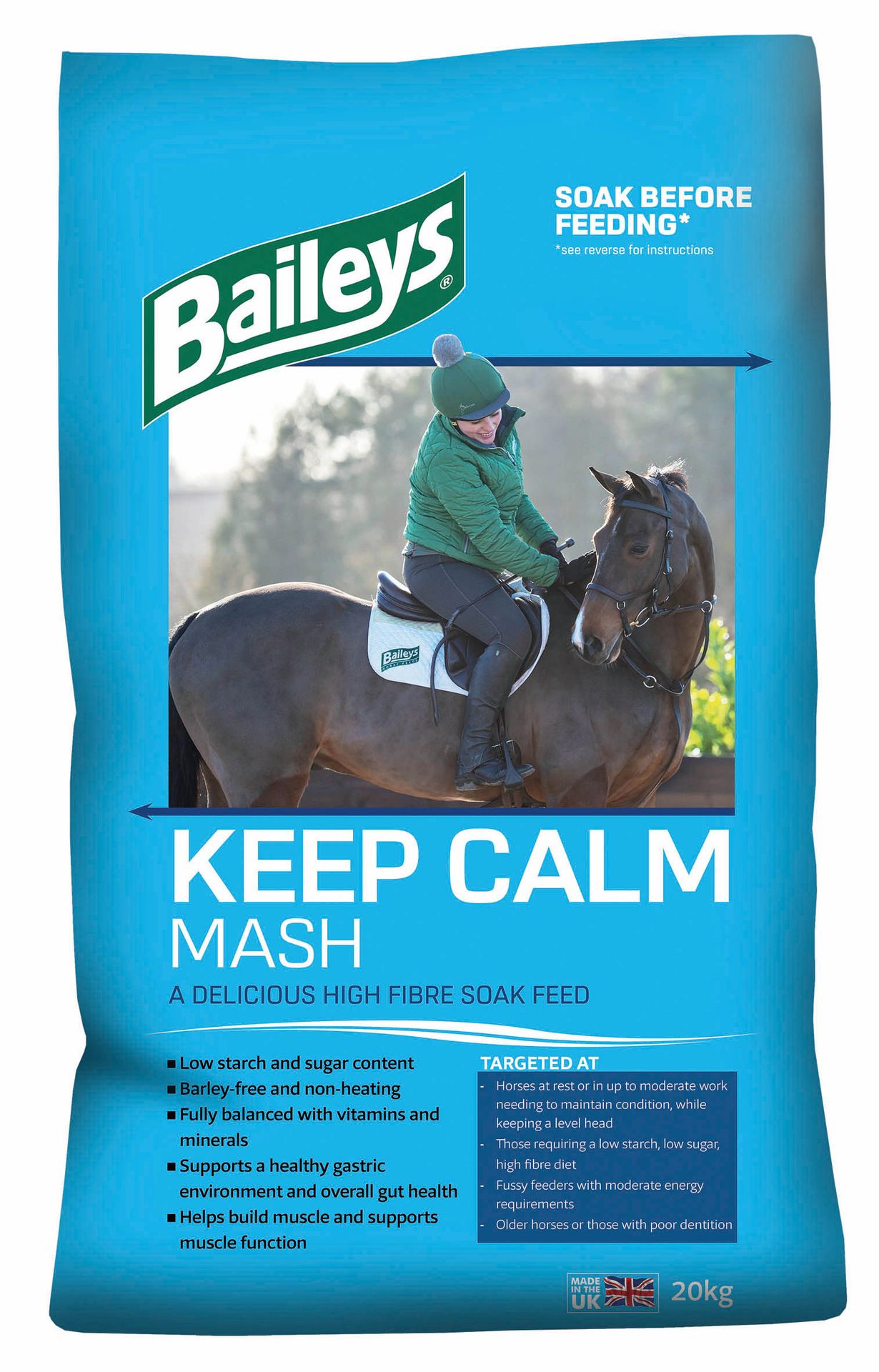 Baileys Keep Calm 20kg low starch high fibre horse feed bag