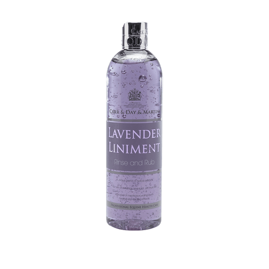 Bottle of lavender liniment on a white background