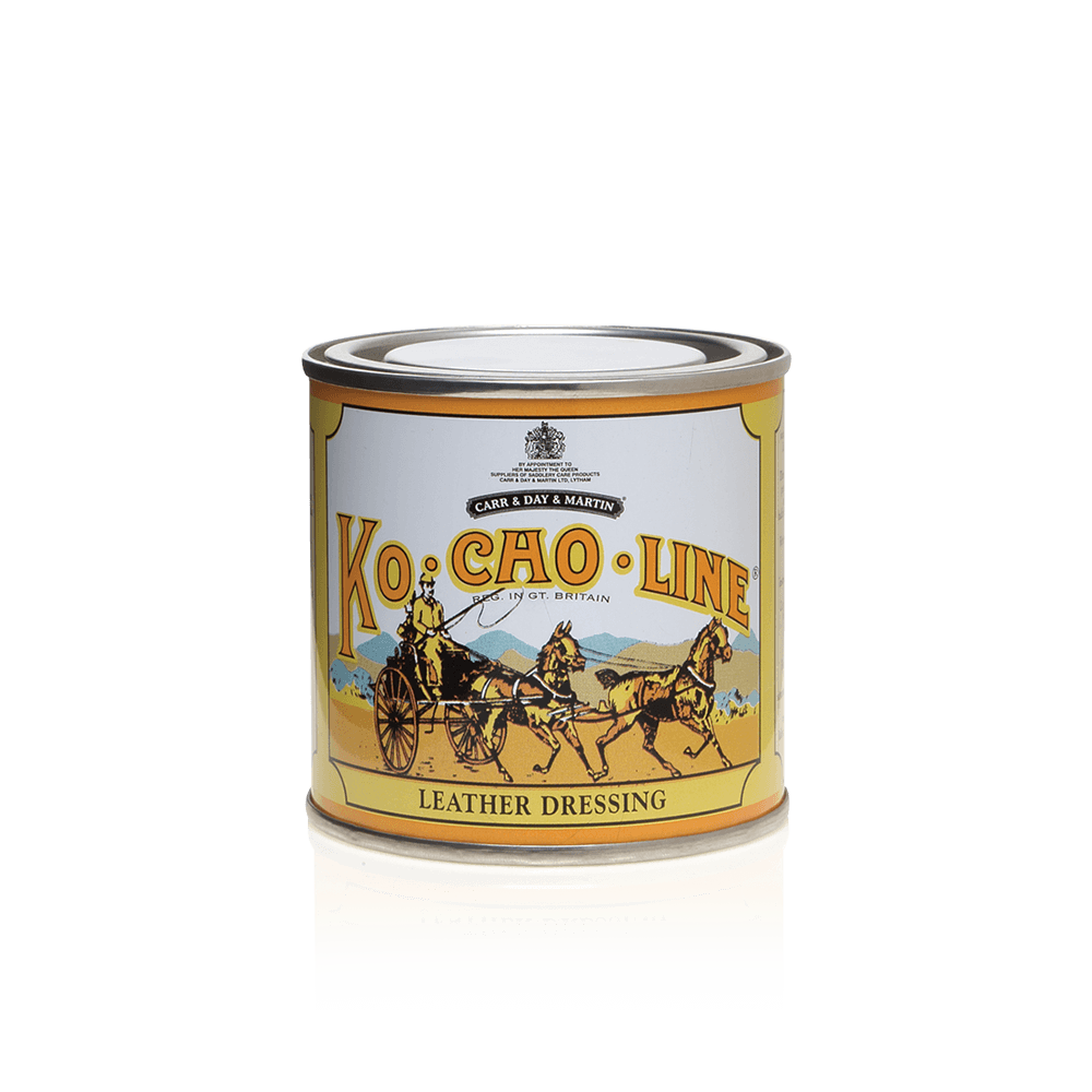 Can of Ko-Cao-Line leather dressing with vintage design on a white background