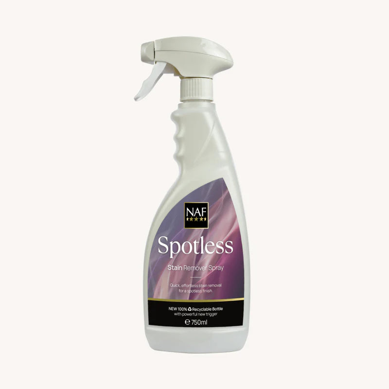 Spray bottle labeled 'Spotless' with NAF branding on a white background