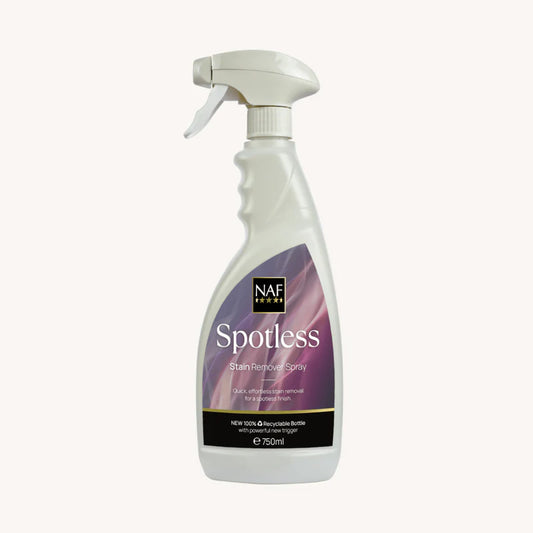 Spray bottle labeled 'Spotless' with NAF branding on a white background